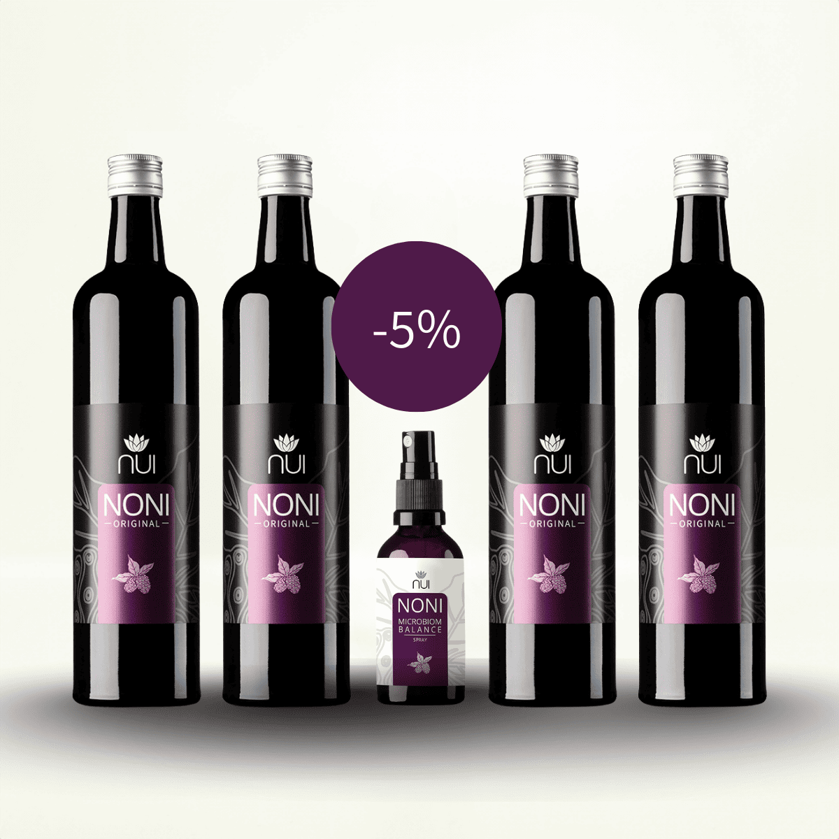 4 x NUI NONI Original + NUI NONI Microbiom Balance Spray 50 ml