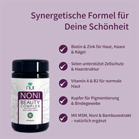 NUI NONI Beauty Complex – Kapselprodukt mit Biotin, Zink, Selen, Vitaminen & Pflanzenextrakten für Haut, Haare und Nägel.