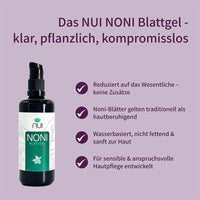 Das NUI NONI Blattgel ist ein Gel mit traditionell hautberuhigenden Noni-Blättern. Es ist sanft, nicht fettend und ideal für sensible Haut.