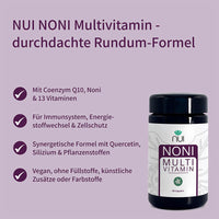 NUI NONI Multivitamin: Coenzym Q10, Noni & 13 Vitamine. Für Immunsystem, Energie & Zellschutz. Vegan, ohne Zusatzstoffe.