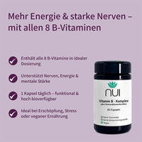 NUI Vitamin B-Komplex – alle 8 B-Vitamine für Energie, Nerven & mentale Stärke, ideal bei Stress.