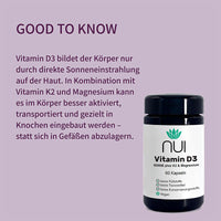  NUI Vitamin D3 mit K2 & Magnesium – für bessere Aufnahme und gezielten Einbau in die Knochen.