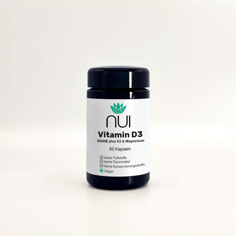NUI NUI Vitamin D3 5000IE plus K2 & Magensium Kapseln 