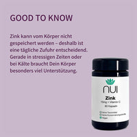 NUI Zink 15 mg + Vitamin C – tägliche Unterstützung für Dein Immunsystem.